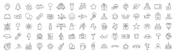 Travel Entertainment Line Icons Collection Big Icon Set Thin Outline — Stock Photo, Image