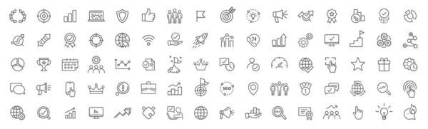 Seo Promotion Line Icons Collection Big Icon Set Thin Outline — Stock Photo, Image