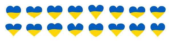 Das Emblem Der Ukrainischen Flagge Den Herzen Herz Symbol Sammlung — Stockfoto