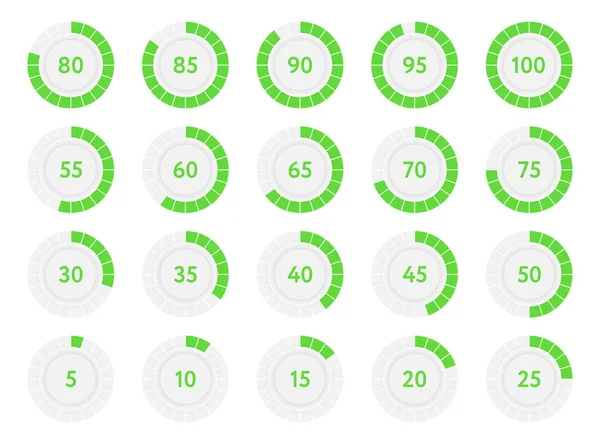Porcentaje Infografía Diagramas Progreso Círculos Gráficos Verdes Por Ciento Ilustración —  Fotos de Stock