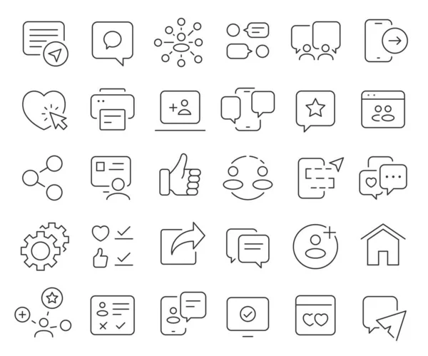 Soziale Netzwerke Und Medien Sammeln Symbole Thin Outline Icons Pack — Stockfoto