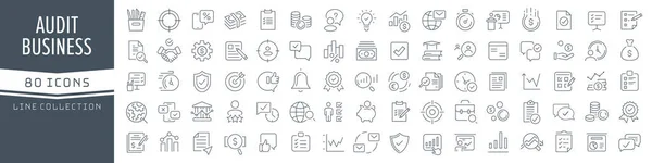 Audit Business Line Icons Collection Big Icon Set Flat Design — Stock Photo, Image