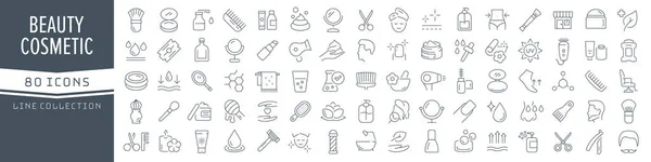 Beauty and cosmetic line icons collection. Big UI icon set in a flat design. Thin outline icons pack. Vector illustration EPS10