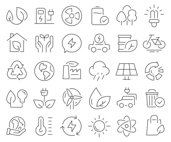 Eco Environment Line Icons Collection Thin Outline Icons Pack Vector — Stock Photo, Image