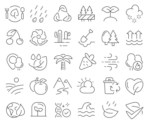 Bio Nature Line Icons Collection Thin Outline Icons Pack Vector — 스톡 사진
