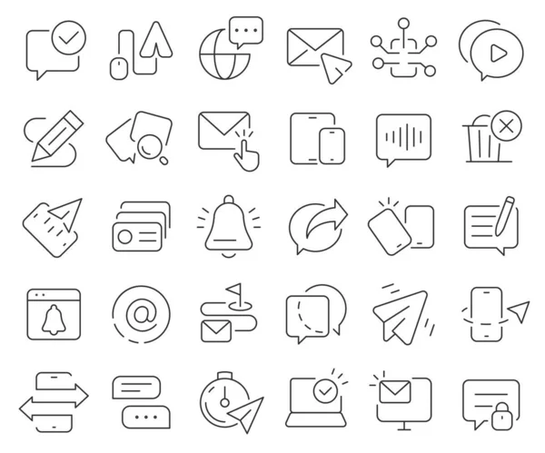 Sammlung Von Mail Und Nachrichtenzeilen Symbolen Thin Outline Icons Pack — Stockfoto