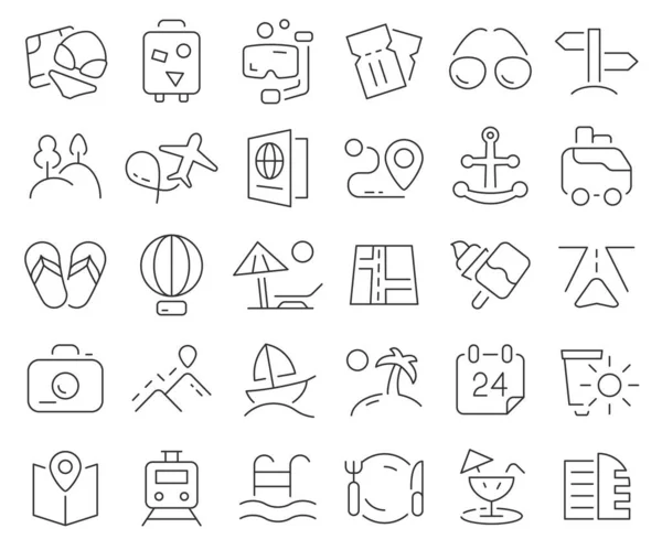 Travel Tourism Line Icons Collection Thin Outline Icons Pack Vector — Stock Photo, Image