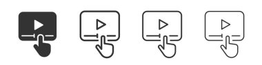Video click icons collection in two different styles and different stroke. Vector illustration EPS10