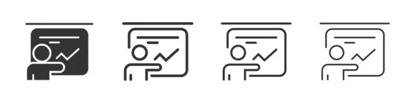 Presentation Man Icons Collection Two Different Styles Different Stroke Vector — Stock Fotó