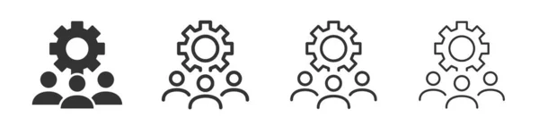 Management Gear Icons Collection Two Different Styles Different Stroke Vector — Photo