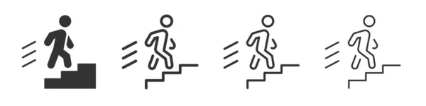 Man Stairs Icons Collection Two Different Styles Different Stroke Vector — Foto de Stock