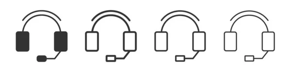 Support Headphones Icons Collection Two Different Styles Different Stroke Vector — Photo