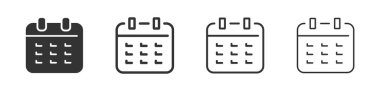 Calendar icons collection in two different styles and different stroke. Vector illustration EPS10