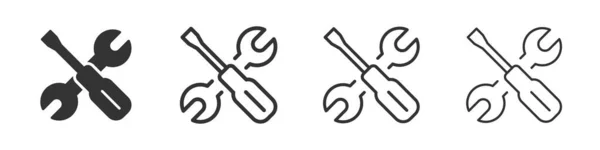 Screwdriver Wrench Icons Collection Two Different Styles Different Stroke Vector — Stok fotoğraf