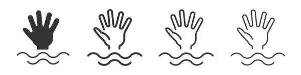 Drowning Hand Icons Collection Two Different Styles Different Stroke Vector — Stock Photo, Image