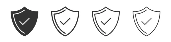 Shield Check Mark Icons Collection Two Different Styles Different Stroke — Foto de Stock