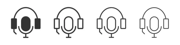 Microphone Headphones Icons Collection Two Different Styles Different Stroke Vector — стоковое фото