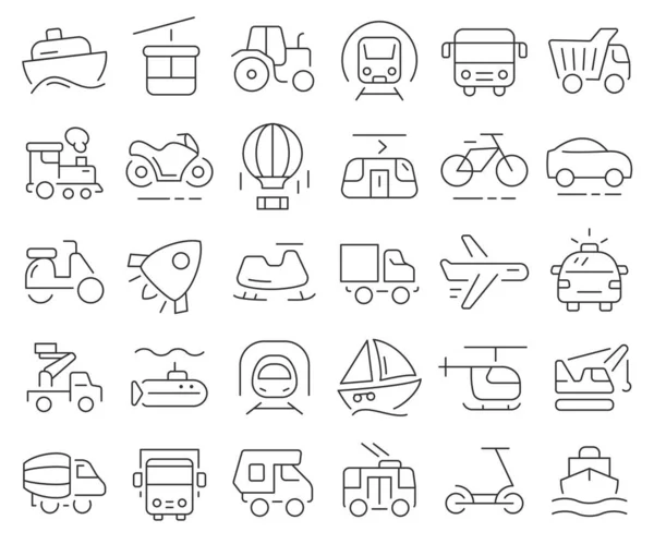 Transportation Vehicle Line Icons Collection Thin Outline Icons Pack Vector —  Fotos de Stock
