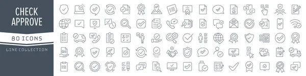 Check Approve Line Icons Collection Big Icon Set Flat Design — Stockfoto