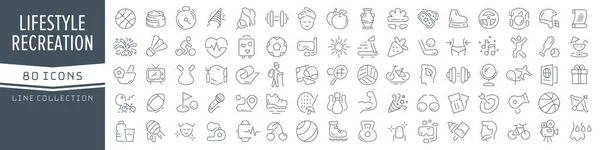 Lifestyle Recreation Line Icons Collection Big Icon Set Flat Design — Stockfoto