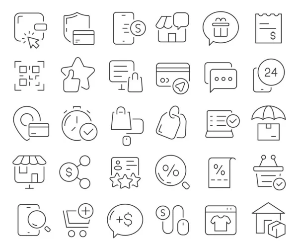 Commerce Online Shopping Line Icons Collection Thin Outline Icons Pack — Stock Fotó