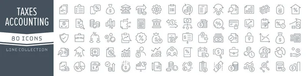 Taxes Accounting Line Icons Collection Big Icon Set Flat Design — Stock Photo, Image