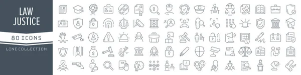Колекція Іконок Право Справедливість Велика Піктограма Інтерфейсу Встановлена Плоскому Дизайні — стокове фото