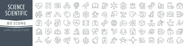Наукова Наукова Колекція Іконок Велика Піктограма Інтерфейсу Встановлена Плоскому Дизайні — стокове фото