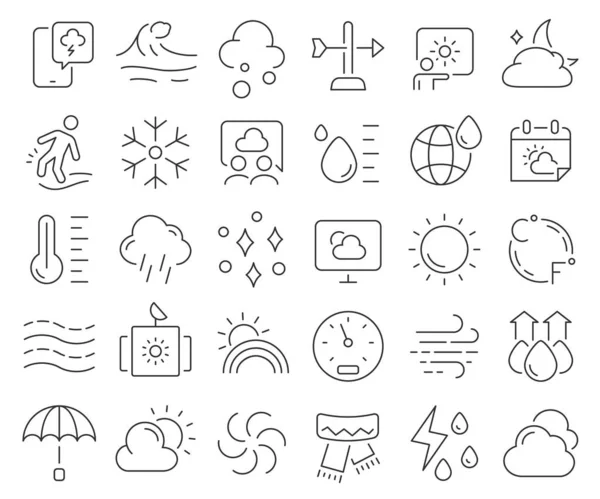 Weather Meteorology Line Icons Collection Thin Outline Icons Pack Vector — Stock Photo, Image