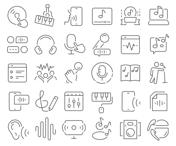 Audio and music line icons collection. Thin outline icons pack. Vector illustration eps10