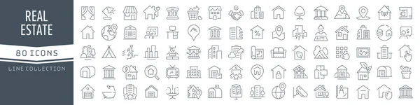 Колекція Значків Лінії Нерухомості Велика Піктограма Інтерфейсу Встановлена Плоскому Дизайні — стокове фото
