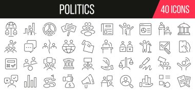 Siyaset çizgisi simgeleri koleksiyonu. Bir dizi basit simge. Vektör illüstrasyonu