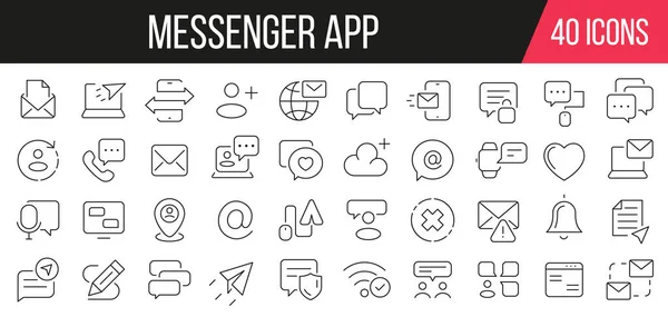 Messenger app line icons collection. Set of simple icons. Vector illustration