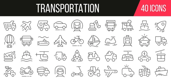 Transportation line icons collection. Set of simple icons. Vector illustration