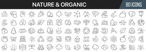 Nature Organic Line Icons Collection Big Icon Set Flat Design — Stock Photo, Image