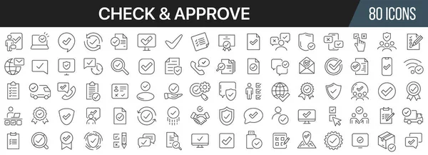 Check Approve Line Icons Collection Big Icon Set Flat Design — Stockfoto