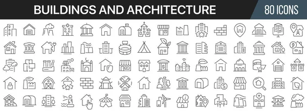 Buildings and architecture line icons collection. Big UI icon set in a flat design. Thin outline icons pack. Vector illustration EPS10