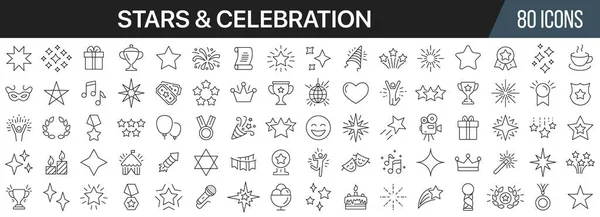 Stars Celebration Line Icons Collection Big Icon Set Flat Design — Foto Stock