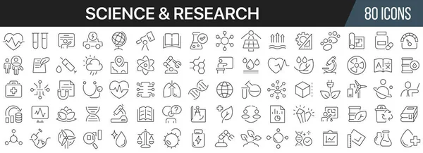 Wissenschaft Und Forschung Linie Icons Sammlung Großes Symbol Flachem Design — Stockfoto