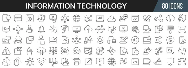 Information technology line icons collection. Big UI icon set in a flat design. Thin outline icons pack. Vector illustration EPS10