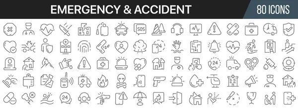 Recogida Iconos Accidentes Líneas Emergencia Icono Interfaz Usuario Grande Diseño —  Fotos de Stock