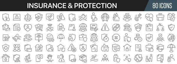 Cobro Iconos Línea Seguros Protección Icono Interfaz Usuario Grande Diseño —  Fotos de Stock