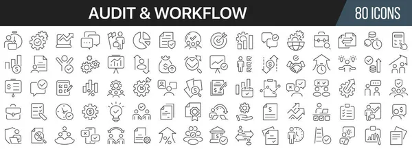Sbírka Ikon Auditů Řádků Workflow Velká Ikona Uživatelského Rozhraní Nastavená — Stock fotografie
