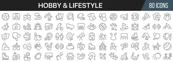 Hobby Coleção Ícones Linha Estilo Vida Ícone Interface Usuário Grande — Fotografia de Stock