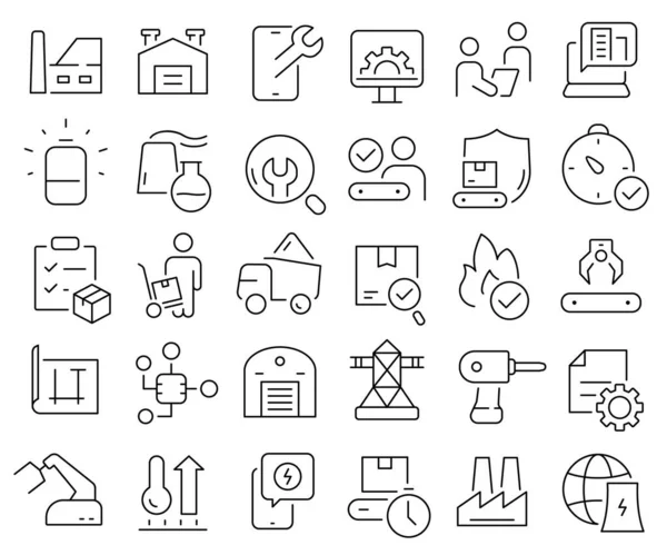 Industry Line Icons Collection Thin Outline Icons Pack Vector Illustration — Stok fotoğraf