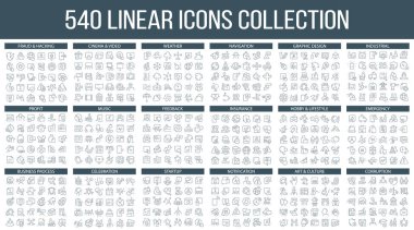 540 linear icons collection in different categories. Big set of icons