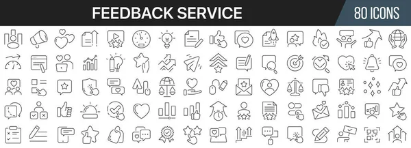 Feedback Service Line Icons Collection Big Icon Set Flat Design — Foto Stock