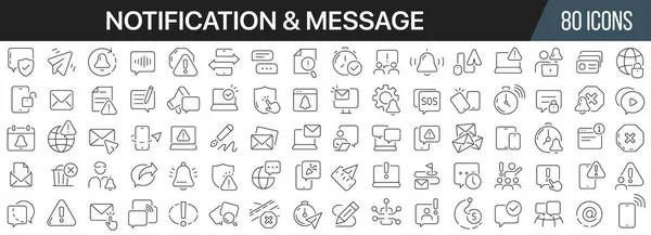Notification Message Line Icons Collection Big Icon Set Flat Design — Stock fotografie