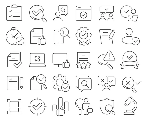 Quality Analysis Line Icons Collection Thin Outline Icons Pack Vector — Stock Fotó