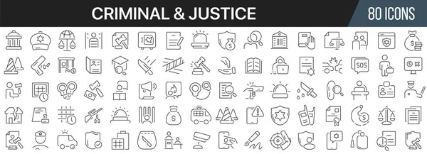 Criminal Justice Line Icons Collection Big Icon Set Flat Design — Stockfoto